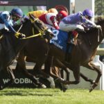 Toronto ON, July 27, 2025.Woodbine Racetrack.Jockey Ryan Munger guides Sweet Passions (Purple silks #3) to victory in the $100,000 dollar Thunder Bay Stakes.Sweet Passions is owned by The Estate of Paul M. Buttigieg and trainer Richard Hayashi. Woodbine/ Michael Burns Photo