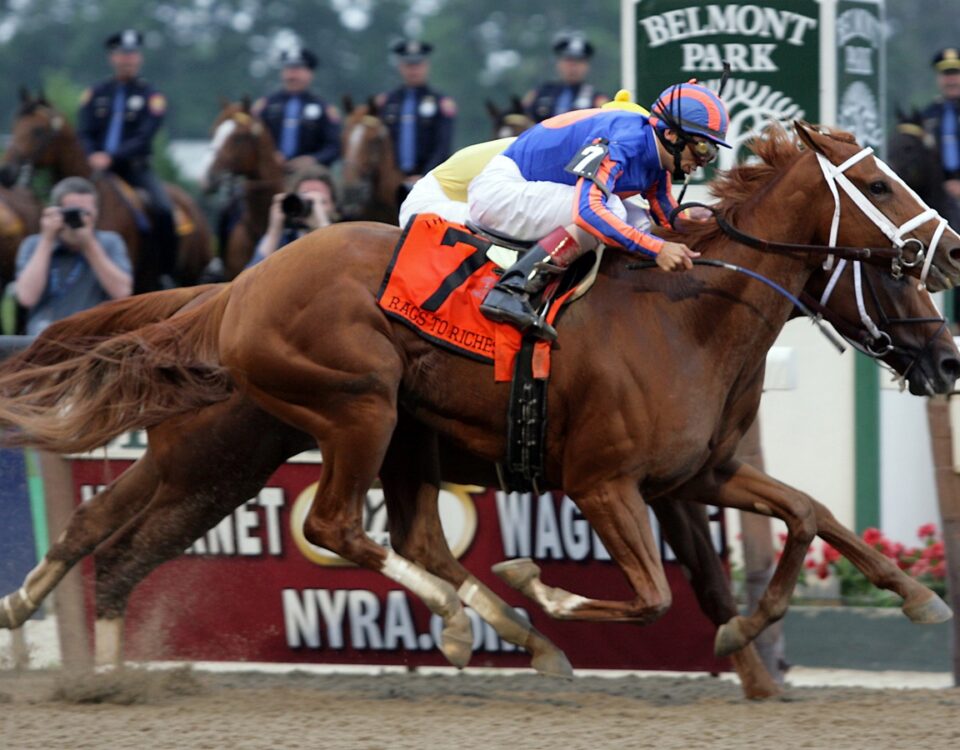 Rags To Riches - Belmont Stakes over Curlin - Barbara D. Livingston - Daily Racing Form(rail)